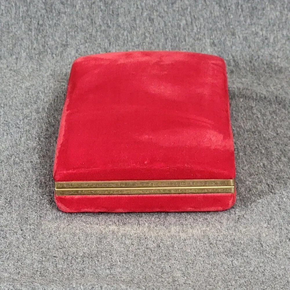 Vintage Mele Jewelry Box Red Velvet Hard Shell Travel Clam Case 7